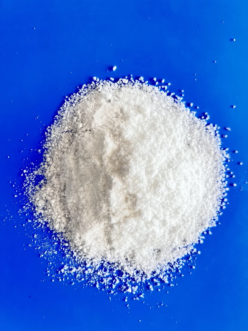 White drinking-water-grade PAC powder on a blue background