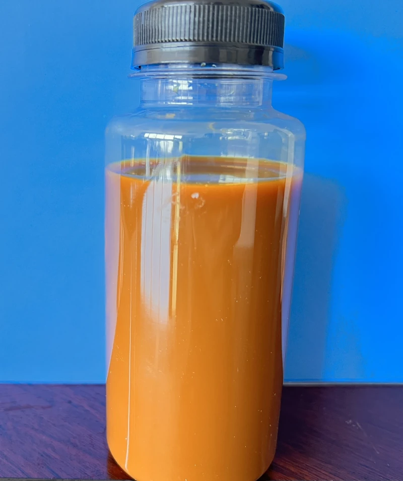 Industrial-grade liquid PAC sample in a clear bottle